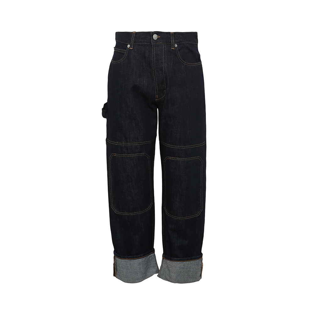 J.W. Anderson 20 Xuân / Hè Sâu Tây Tạng bông Rửa LOGO khâu Jeans 100 Straight Men Straight của