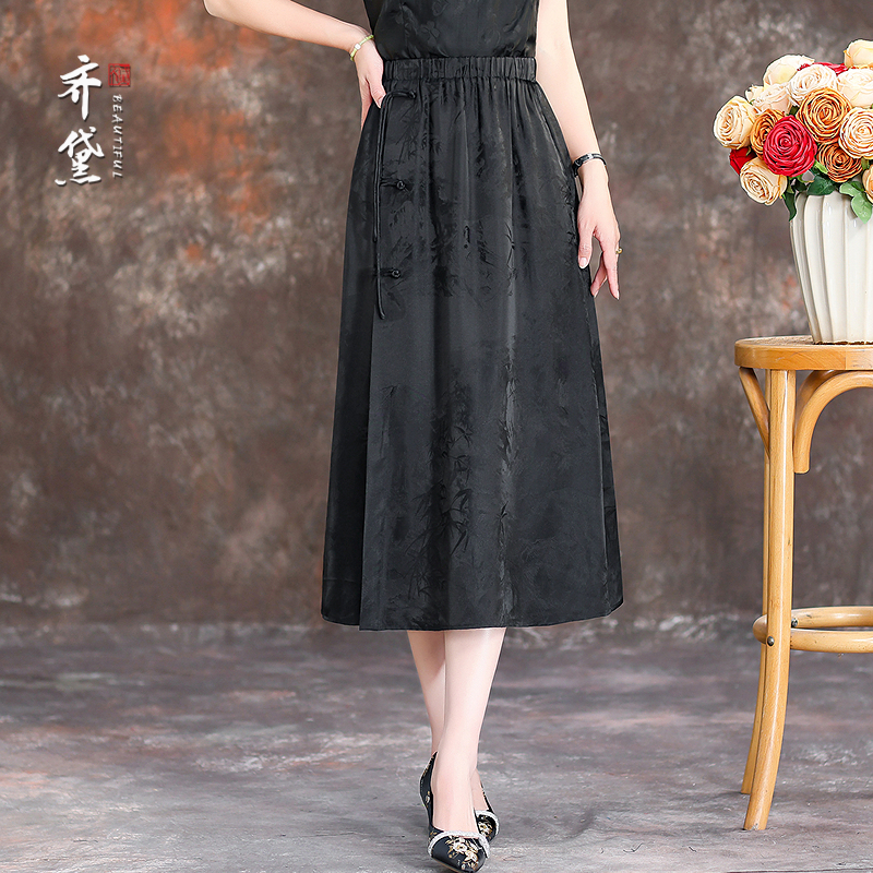 Qida's Mother's Silk Half-Length Skirt for Women 2026 New Fashionable and Trendy Retro Tassel A-Line Skirt for Mothers Qida's Mother's Silk Half-Length Skirt for Women 2026 New Fashionable and Trendy Retro Tassel A-Line Skirt for Mothers