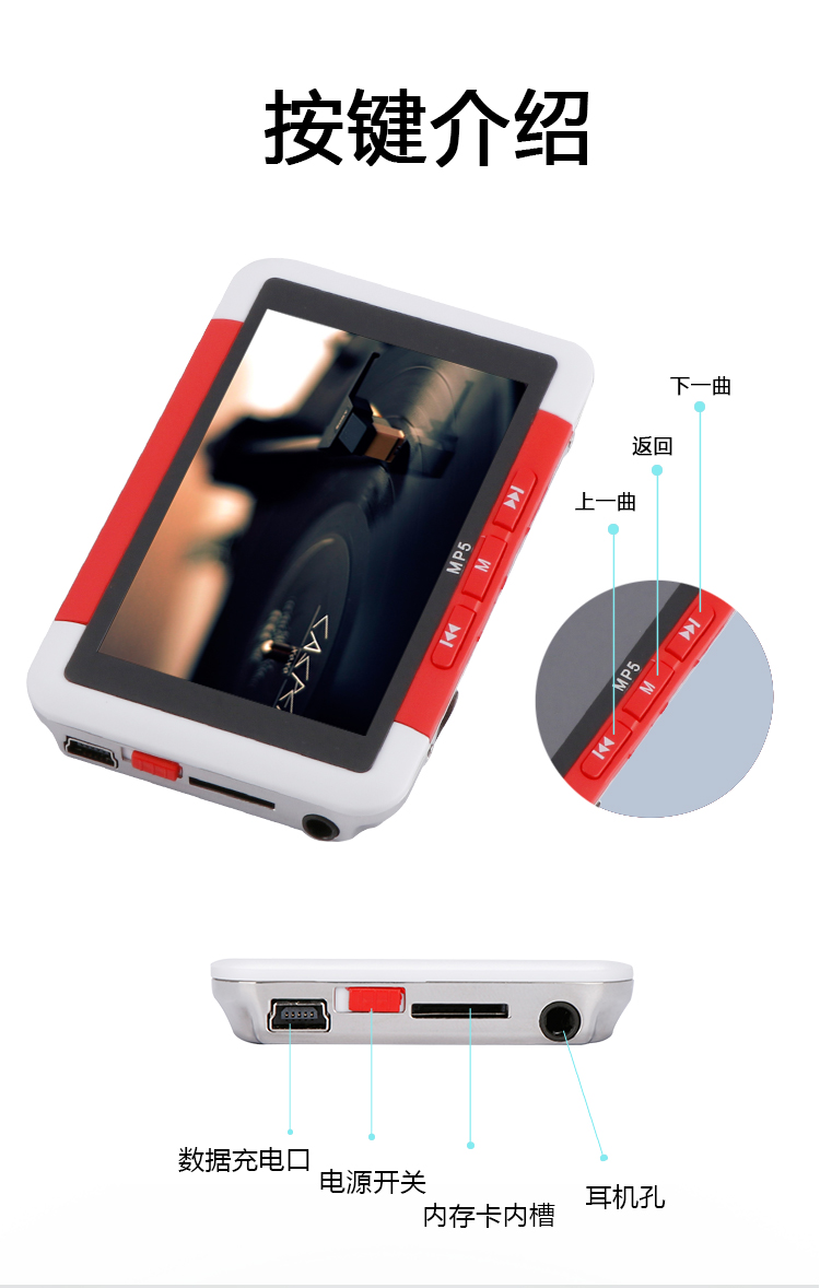 máy nghe nhạc bluetooth Máy nghe nhạc mini MP5 siêu mỏng Máy nghe nhạc MP3 Thẻ sinh viên Sách điện tử MP6 màn hình cảm ứng f75648 máy nghe nhạc hỗ trợ bluetooth