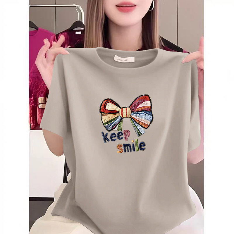 2026 Summer New Style Pure Cotton 100% Age-Reducing, Versatile Short-Sleeved Top, Fashionable and Stylish Round Neck Women's T-Shirt