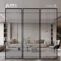 Double-layer tempered laminated silk glass laminated glass entrance hall partition art screen sliding door customization