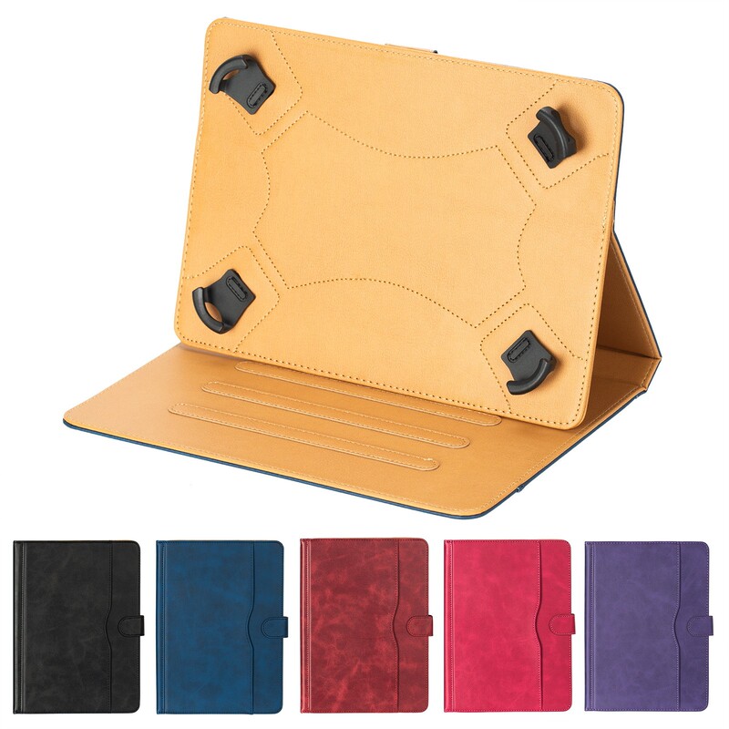 Universal 9/ 11inch Two-Tone Cow Pattern Three-Hole Rotating Protective Case Tablet Leather Case Silicone Four-Corner Hook Leather Case 11.5- 12.4inch Universal Tablet Stand Business Protective Case