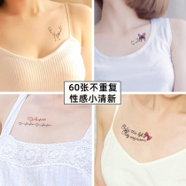 Tattoo stickers female waterproof long-lasting simulation chest ins wind legs female net red clavicle color fairy letters English