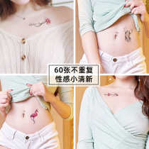 Small fresh tattoo stickers female waterproof long-lasting simulation ins wind chest net red clavicle color cover scars sexy flowers