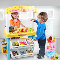 Childrens house toy girl simulation supermarket sales desk cash register ice cream candy stall shopping cart set