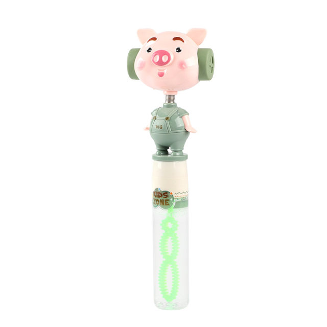 ກາຕູນດຽວກັນຂອງ Douyin rotating guessing face doll toy bubble wand whistle pig animal children blowing bubbles