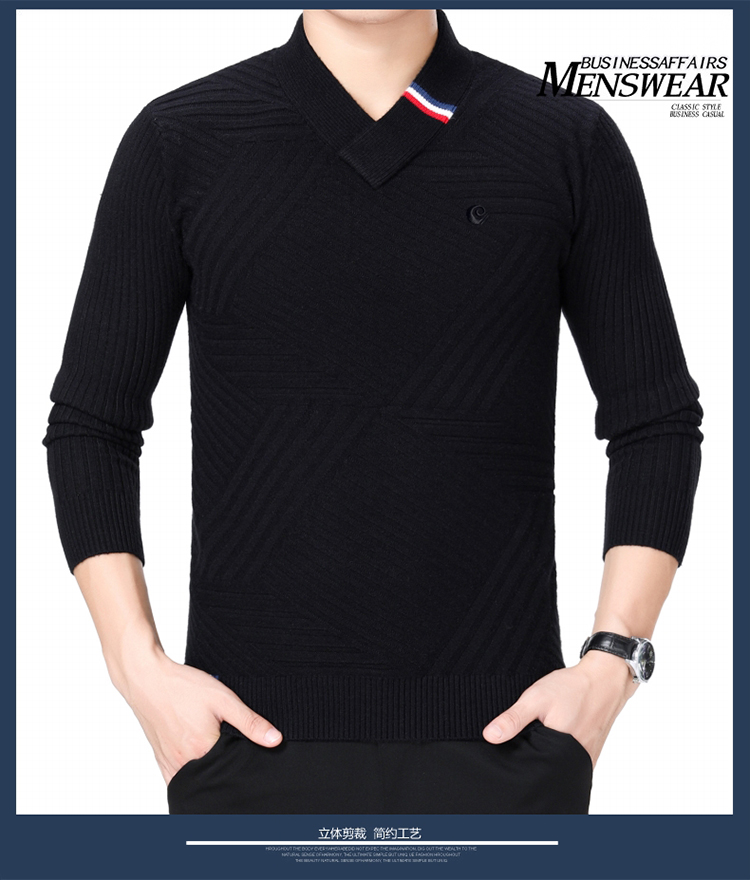 Mùa thu và mùa đông Áo len cashmere nguyên chất của nam giới Áo len cổ chữ V dày cho nam áo phao nam hàng hiệu