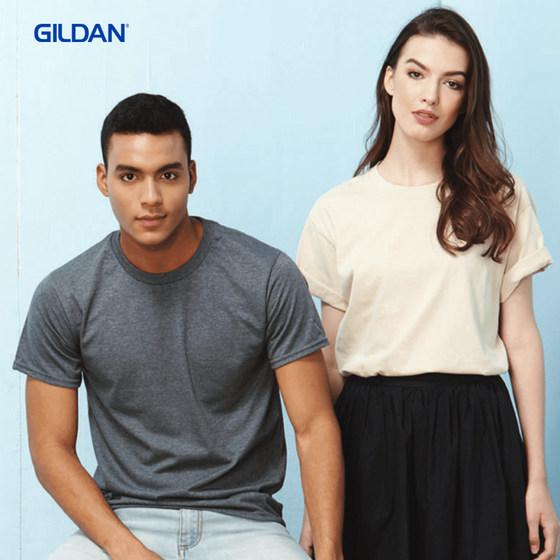 GILDAN 76000 round neck solid color large size bottoming shirt men's short-sleeved cotton big children's T-shirt female printing tide