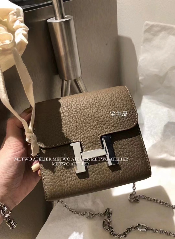 In Stock! Metwo Chain Small Square Bag Cowhide H Buckle Coin Purse Single Shoulder Crossbody Card Holder Summer Versatile Belt