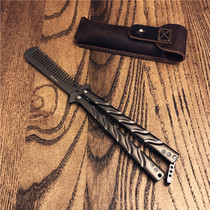 Spot hand-exported US MTech butterfly brush gun titanium metal knurled handle back head shape oil head comb