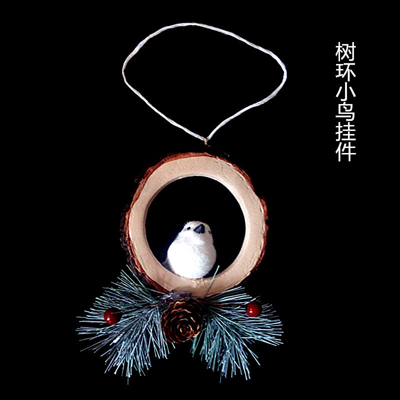 Snowpine small bird owl hanging piece wood ring Songtaffy fruit pendant Winter Christmas decorations