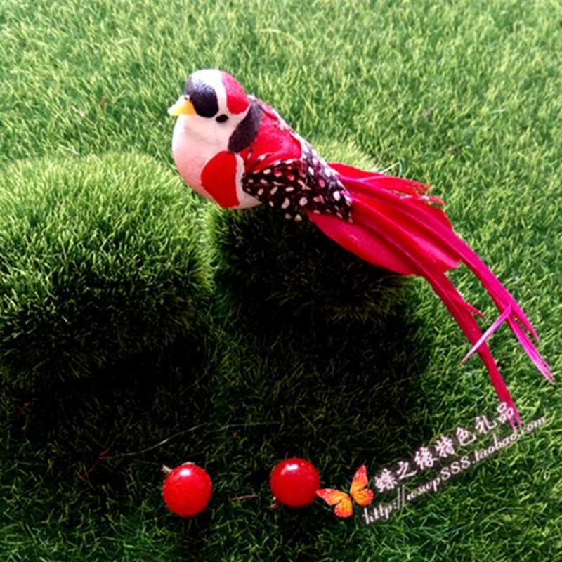Simulation bird Foam feather bird Flowers Garden plants Bonsai Micro landscape accessories Home decoration Flower wings fine tail bird