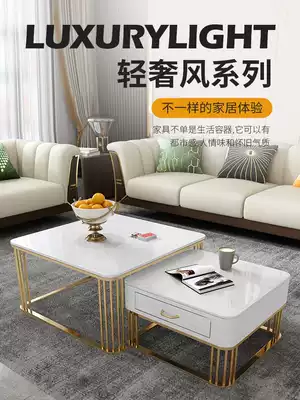 Italian light luxury rock coffee table Marble glass modern coffee table Net red creative living room size apartment tea table