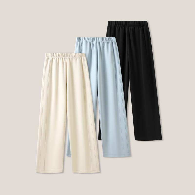 4-23F B Fashionable Versatile Solid Color Elastic Waist Simple Straight-Leg Casual Pants Ss26127