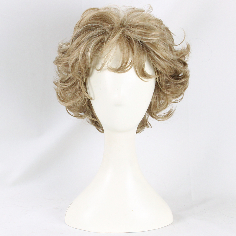 European and American Retro Short Hair Princess Diana Dark Gold Fluffy Short Curly Wig Stage Performance Foreigner Cosplay