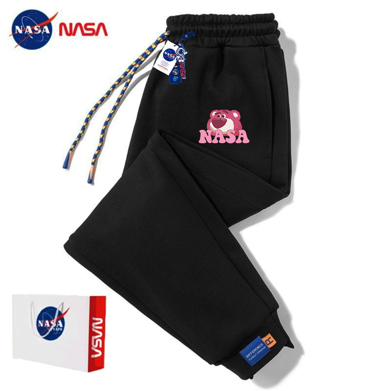 Nasa Co-Branded Pure Cotton Strawberry Bear Casual Pants for Men and Women, New Spring and Autumn Versatile Thin Student Sports Sweatpants