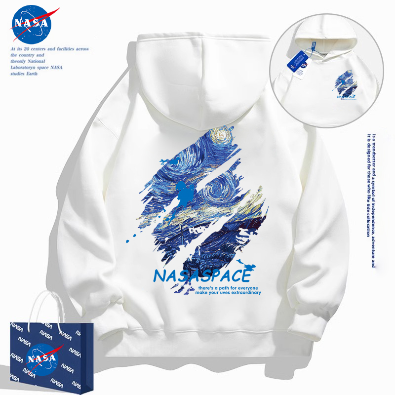 Nasa Co-Branded Van Gogh Starry Sky Hooded Sweatshirt for Men and Women, New Autumn/Winter Style for Teenagers, American Style Fleece Jacket Nasa Co-Branded Van Gogh Starry Sky Hooded Sweatshirt for Men and Women, New Autumn/Winter Style for Teenagers, American Style Fleece Jacket