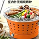 Household Smokeless Barbecue Grill for Indoor and Outdoor Use, Charcoal-Powered, Suitable for Patio and Camping, Portable Grill for Roasting Meat and Skewers, with Heat-Insulated Enclosure