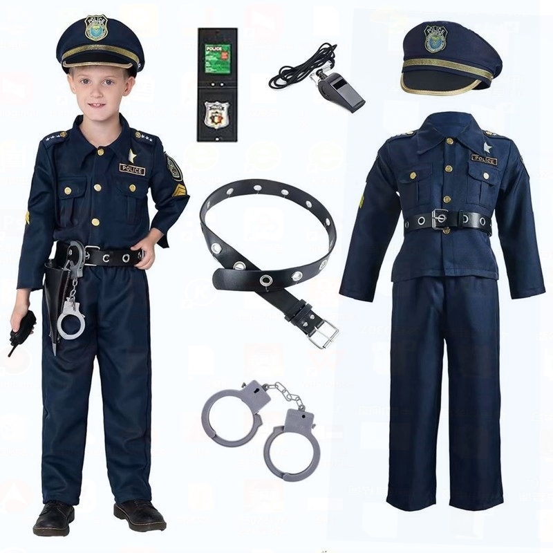 Halloween Cos Police Uniform Children's Suit Role-Playing Costume Makeup Party Cosplay Police Children's Clothes Halloween Cos Police Uniform Children's Suit Role-Playing Costume Makeup Party Cosplay Police Children's Clothes