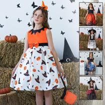 Halloween childrens princess dress witch cosplay pumpkin cos performance dress dress costume