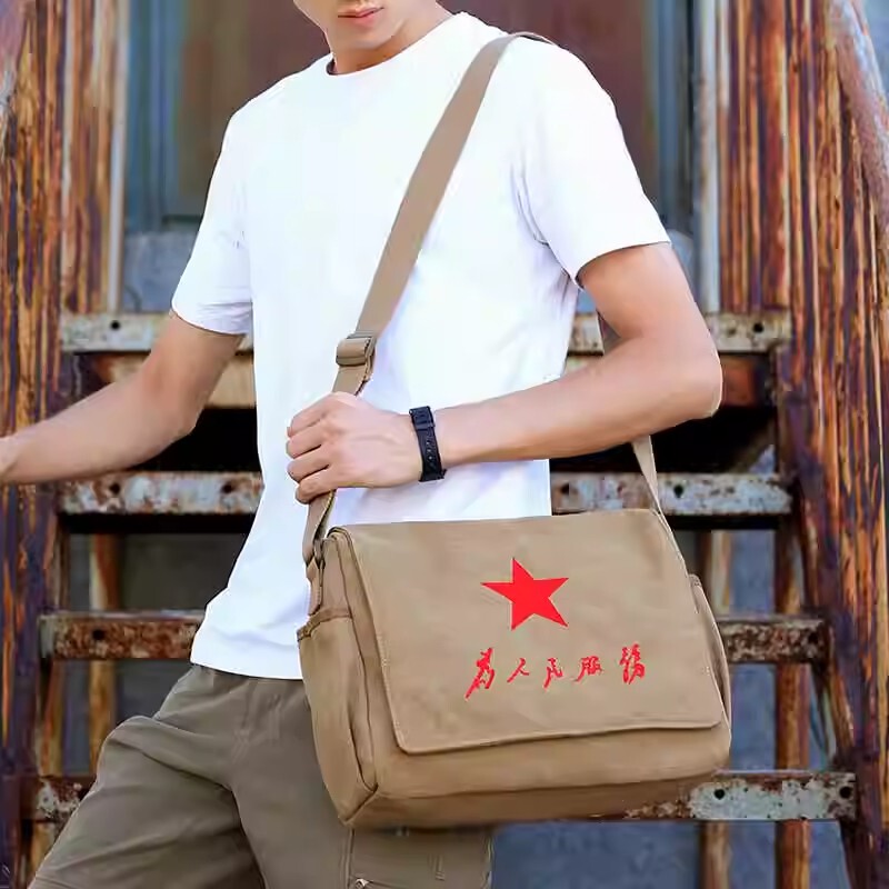 Serving Services for People, Canvas Bags, Men's Shoulder Bags, Computer Bags, Crossbody Bags, Men's Wear-Resistant Tool Bags, Student School Bags