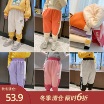 Childrens clothing girls 2020 winter clothes foreign atmosphere thick pants children plus velvet casual pants wear baby sports trousers