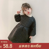 Childrens clothing new girls autumn and winter foreign style dress childrens thick princess dress baby Korean winter skirt