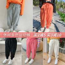 Little pudding baby baby childrens clothing 2021 new autumn girls pants baby spring and autumn leisure children Foreign style sports pants