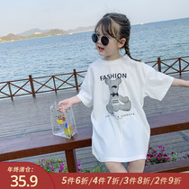Little pudding baby baby childrens clothing 2021 New Girls summer baby bear T-shirt children Foreign style short sleeve shirt thin