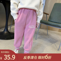 Childrens clothing new girls pants thick casual Childrens foreign style winter pants baby velvet sweatpants