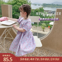Little pudding baby baby childrens clothing 2021 new childrens foreign style flower skirt baby dress childrens summer dress thin