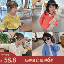 Childrens clothing 2021 New Girls spring and autumn casual coat childrens spring knitwear baby Foreign sweater zipper shirt