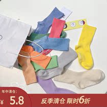 Small pudding 2021 new childrens spring foreign style socks female baby multi-color minimalist socks girls sports socks