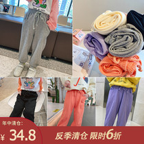 Childrens clothing 2021 new childrens spring pants girls spring and autumn sports pants baby Foreign style casual pants tie pants tide