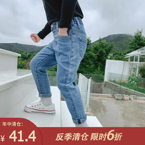 Childrens clothing 2021 new childrens slim jeans spring girls foreign style pants baby casual pants spring and autumn trousers