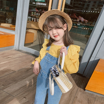 Little pudding baby baby childrens clothing 2021 new girls autumn jeans pants spring and autumn children Foreign style pants Korean version