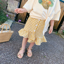 Straight Podcast Benefits 2021 Summer New Foreign Air Plaid Dress Girl Fish Tail Skirt Baby Short Skirt Half Body Dress