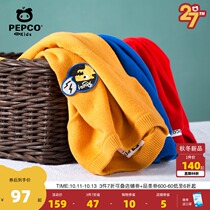 Piggy Banner childrens clothing boy sweater pullover autumn and winter childrens solid color long sleeve round neck sweater
