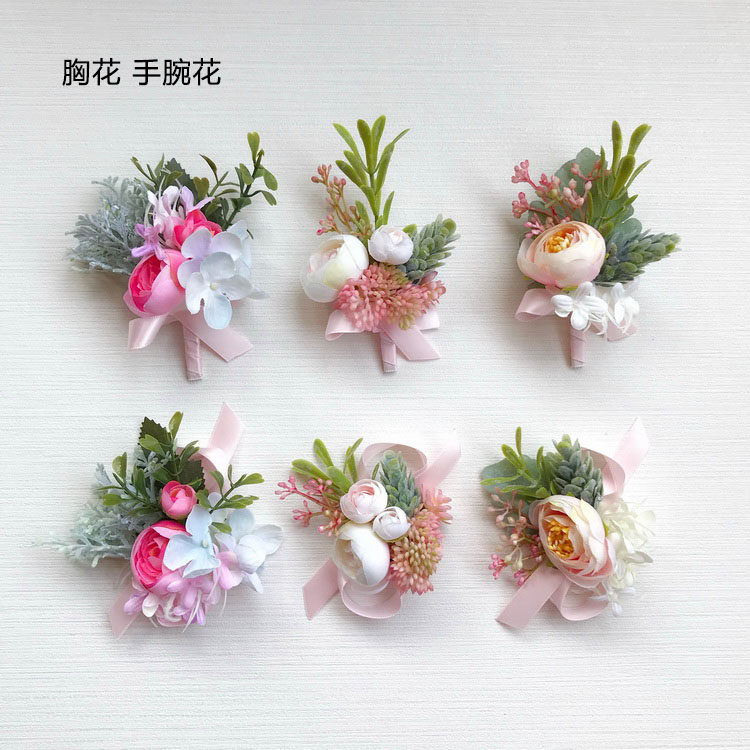 Chest Flowers Wrist Flower Eu Style Wedding Flawns Bride Groom Groom Parent Bridesmaid's Bridesmaid's Chest Flowers Opening Guest Meeting
