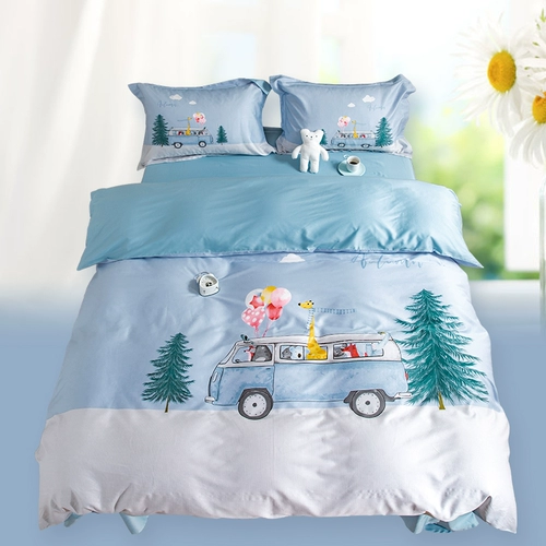 Хлопковый комплект, свежий универсальный пододеяльник, постельные принадлежности, 4 предмета, простой и элегантный дизайн