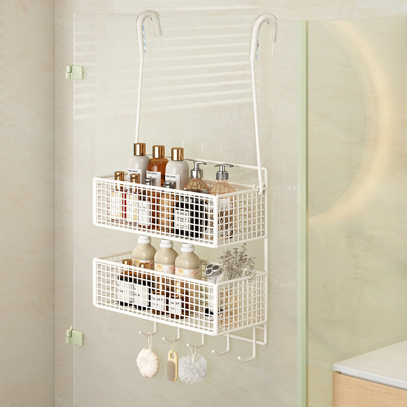 Bathroom Hanging Rack, No-Drill Storage Shelf for Bathroom, Shower Hanging Organizer, Shower Room Glass Door Hanging Basket Hook Bathroom Hanging Rack, No-Drill Storage Shelf for Bathroom, Shower Hanging Organizer, Shower Room Glass Door Hanging Basket Hook