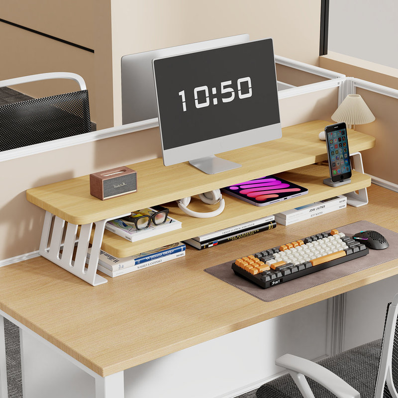 Computer Monitor Stand, Dual-Layer Workstation Desktop Organizer, Office Desk Storage Rack