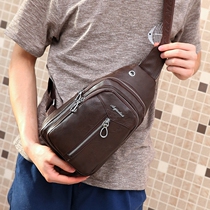 2017 New pu mens bag chest bag male Korean sports leisure shoulder bag shoulder bag tide small backpack chest running bag