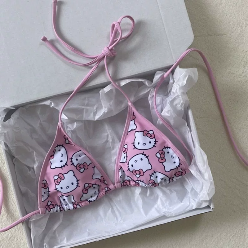 Hello Kitty, милый пляжный купальник, бюстгальтер push-up