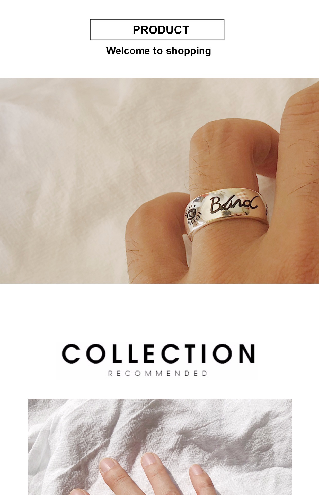 17FW Blind for Love Ring Fearless Love Eyes và Birds Letters Titanium Steel Cặp đôi nhẫn rộng nhẫn vàng trắng