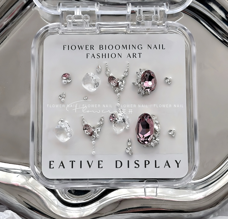 Dongzhou Nail Art Rhinestone Material Kit K9 Rhinestones Super Shiny White Peach Purple Nail Accessories Rhinestone Kit Same Style as Yinghe DIY Set