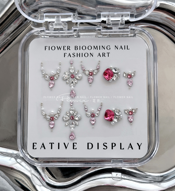 2025 New Nail Art Material Kit Decorations Full Finger Nail Rhinestones Nail Art Materials Premium K9 Rhinestones DIY Rose Pink