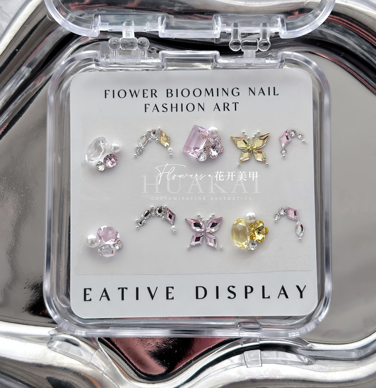 Nail Art Rhinestone Material Kit Dongzhou High-Quality K9 Rhinestone Pack for Nails, Super Shiny Material, Transparent Base Rhinestones DIY Set