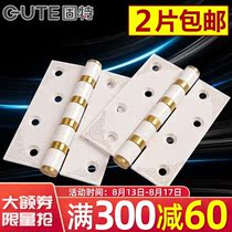 Good room door hinge Stainless steel ivory white 4 inch thickened indoor bearing wooden door sanitary loose-leaf hinge