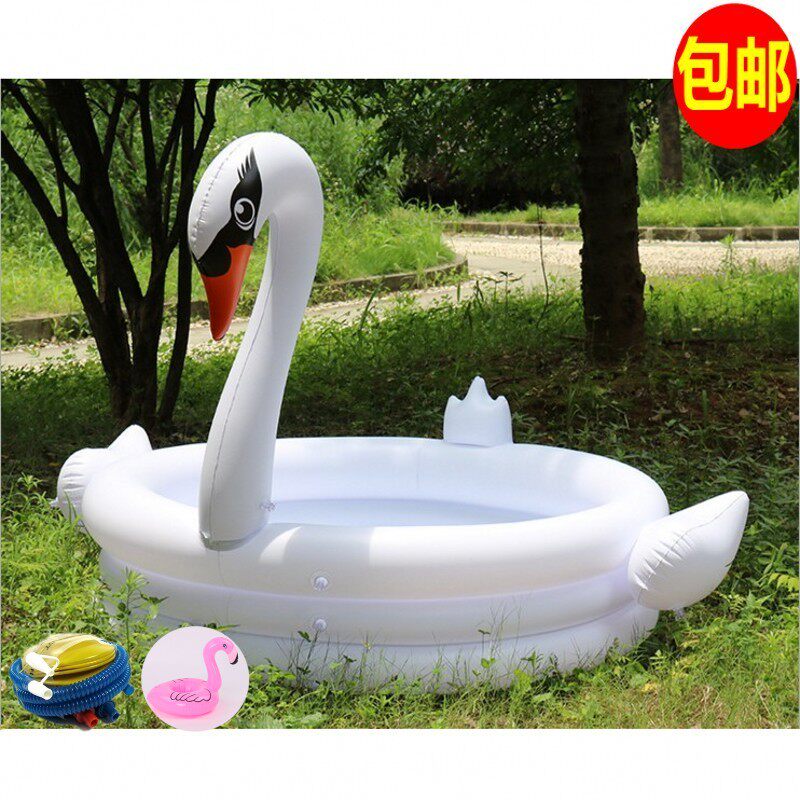 Exit cartoon white swan inflatable swimming pool Small round mermaid pool Baby wave pool toys